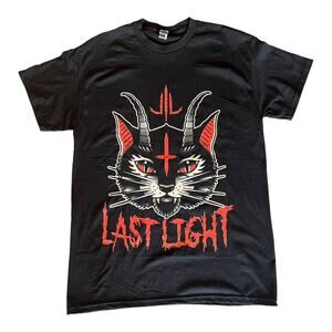 DEMON CAT Graphic T SHIRT Mens MED Womens LG TEE Last Light Gildan Heavy Cotton